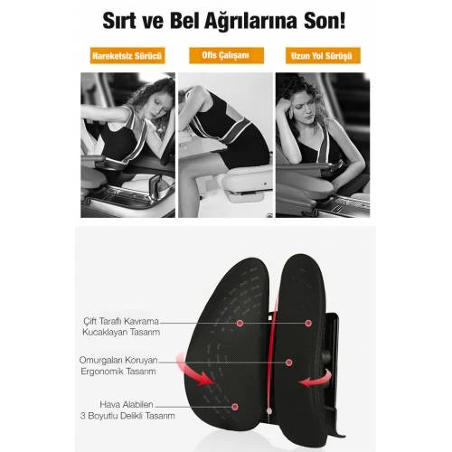 Polham Premıum Araç Koltuk Bel Yastığı Araç Ofis Koltuk Destek Minderi Bel Yastığı Araç Arka Yastık - 2