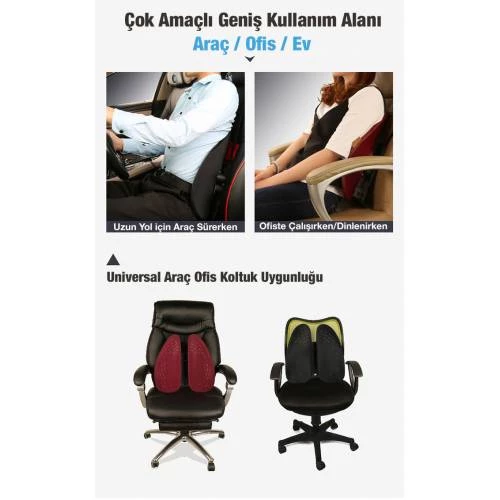 Polham Premıum Araç Koltuk Bel Yastığı Araç Ofis Koltuk Destek Minderi Bel Yastığı Araç Arka Yastık - 6