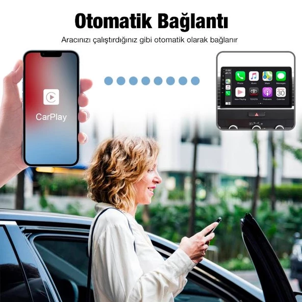 Polham Araç İçi İphone Cihazlar İçin Kablosuz Apple CAR PLAY Adaptörü, Wireless Carplay Çevirici - 4
