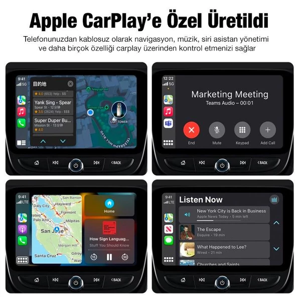 Polham Araç İçi İphone Cihazlar İçin Kablosuz Apple CAR PLAY Adaptörü, Wireless Carplay Çevirici - 5
