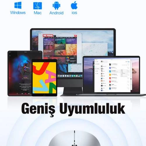 Polham Şarj Edilebilir Kablosuz Wireless Mouse Bluetooth Mouse 1000-1600 DPI Şarjlı Mouse - 5