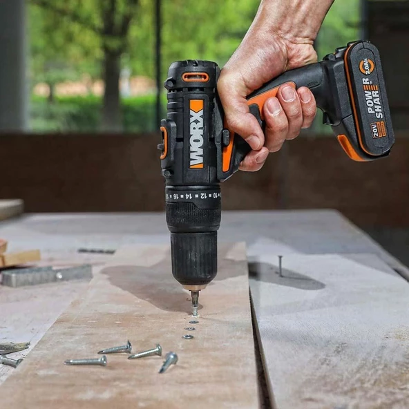 Worx Wx108 20Volt/2.0Ah. Li-İon Çift Akülü Profesyonel Şarjlı Matkap - 3