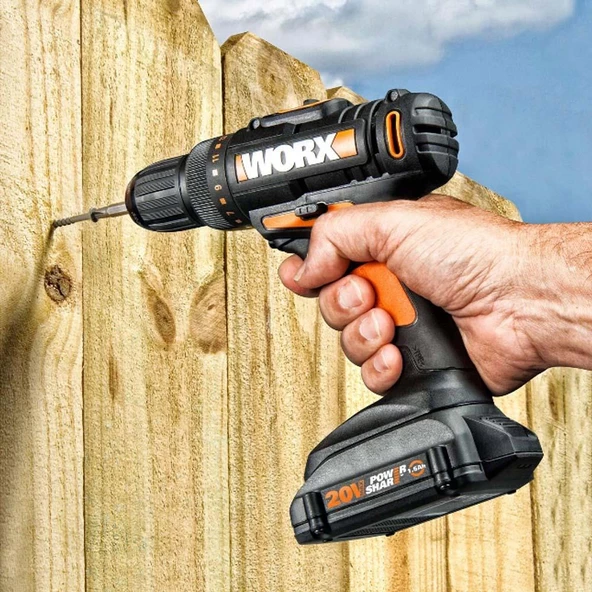 Worx Wx108 20Volt/2.0Ah. Li-İon Çift Akülü Profesyonel Şarjlı Matkap - 12
