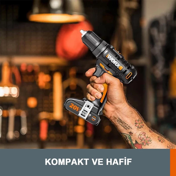Worx Wx108 20Volt/2.0Ah. Li-İon Çift Akülü Profesyonel Şarjlı Matkap - 5