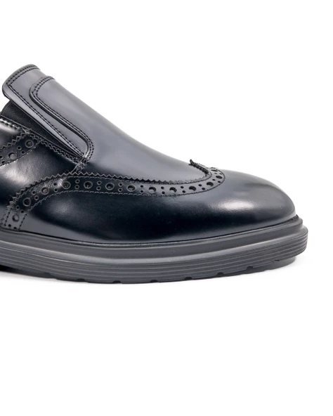 Akor Siyah Açma Hakiki Deri Günlük Klasik Erkek Ayakkabı - Resim 5