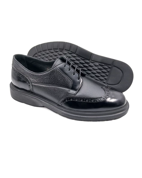 Armoni Siyah Açma Hakiki Deri Siyah Rugan Deri Günlük Klasik Erkek Ayakkabı - 3