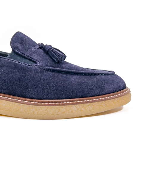 Kaunos Lacivert Hakiki Süet Deri Günlük Klasik Erkek Ayakkabı - 5