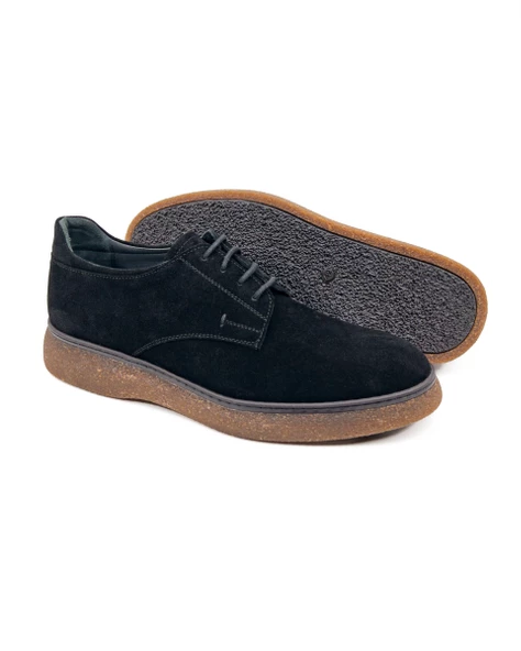 Suit Siyah Hakiki Süet Deri Günlük Erkek Ayakkabı - Resim 3