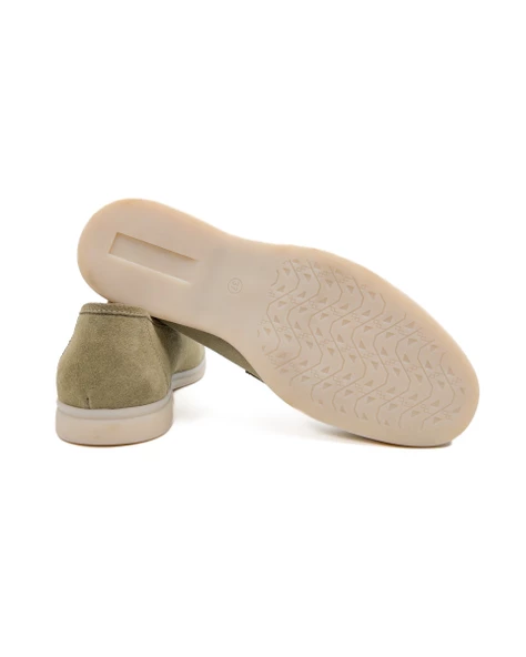 Meya Kadın Açık Yeşil Hakiki Süet Deri Loafer Ayakkabı - Resim 3