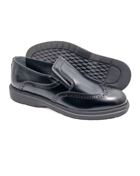 Akor Siyah Açma Hakiki Deri Günlük Klasik Erkek Ayakkabı - Resim 3