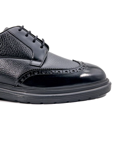 Armoni Siyah Açma Hakiki Deri Siyah Rugan Deri Günlük Klasik Erkek Ayakkabı - 5