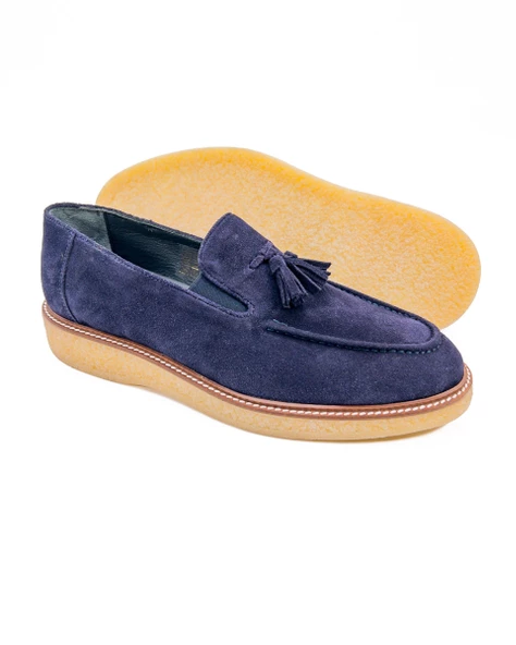 Kaunos Lacivert Hakiki Süet Deri Günlük Klasik Erkek Ayakkabı - 3