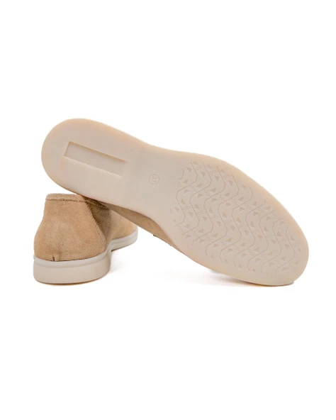 Meya Kadın Bej Pudra Hakiki Süet Deri Loafer Ayakkabı - 3