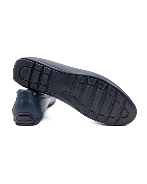 Agora Lacivert Hakiki Deri Erkek Loafer Ayakkabı - 3