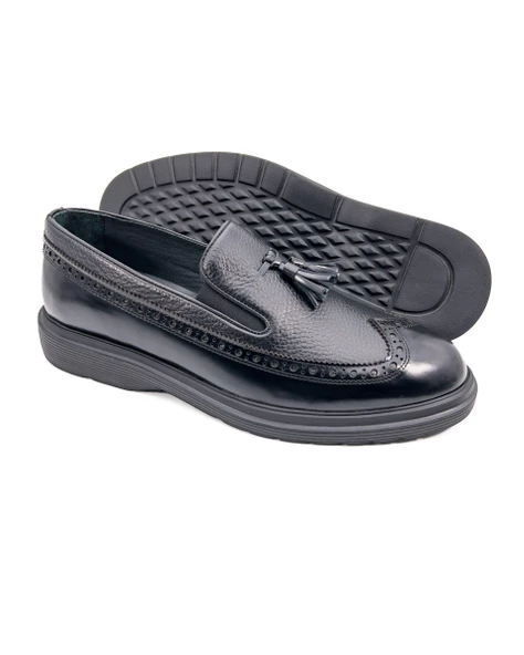 Andante Siyah Açma Hakiki Deri Günlük Klasik Erkek Ayakkabı - Resim 3