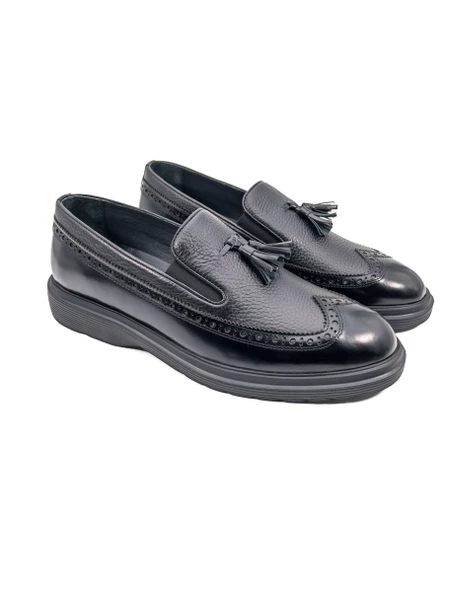 Andante Siyah Açma Hakiki Deri Günlük Klasik Erkek Ayakkabı - Resim 2