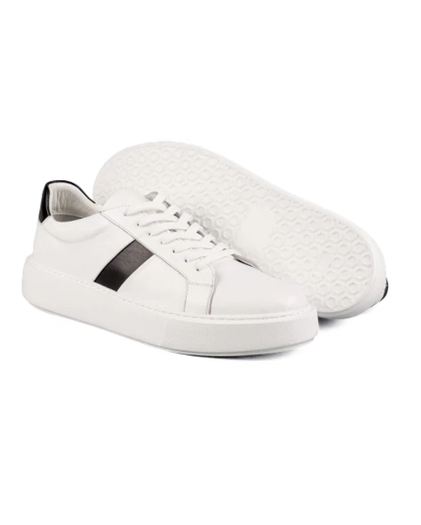 Fazer Beyaz-Siyah Hakiki Deri Erkek Spor (Sneaker) Ayakkabı - Resim 3