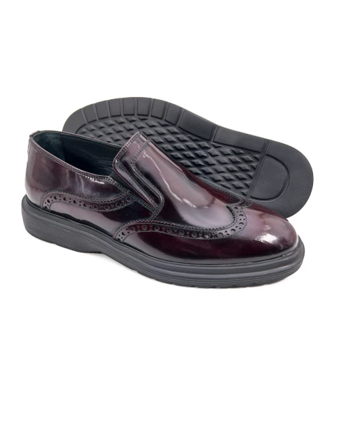 Akor Bordo Açma Hakiki Deri Günlük Klasik Erkek Ayakkabı - Resim 3