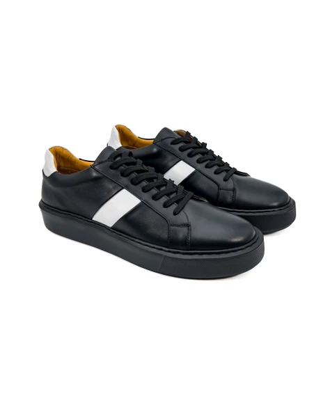 Fazer Siyah-Beyaz Hakiki Deri Erkek Spor (Sneaker) Ayakkabı - 2