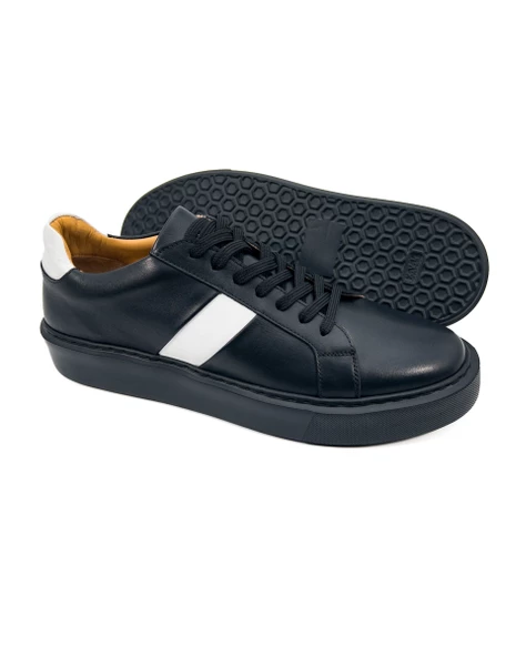 Fazer Siyah-Beyaz Hakiki Deri Erkek Spor (Sneaker) Ayakkabı - 3