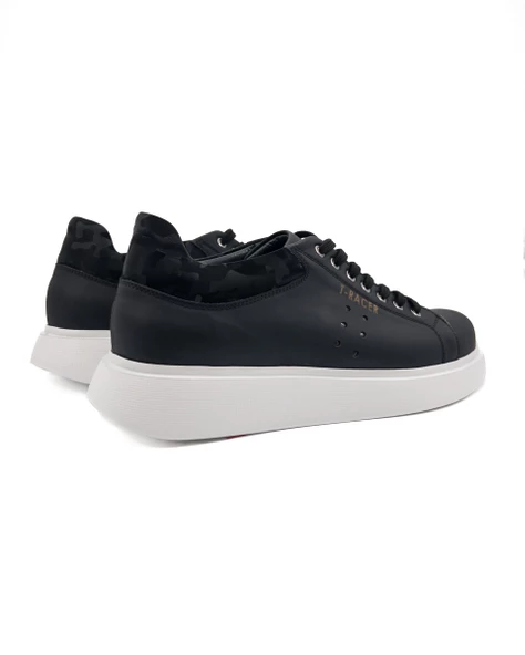 T-Racer Siyah Hakiki Deri Beyaz Taban Erkek Sneaker - 4