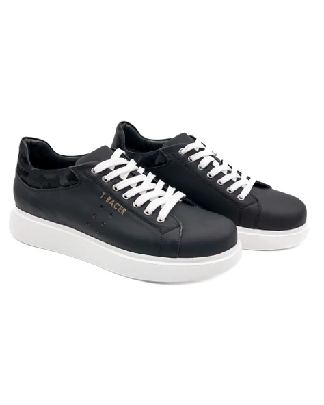 T-Racer Siyah Hakiki Deri Beyaz Taban Erkek Sneaker - 2