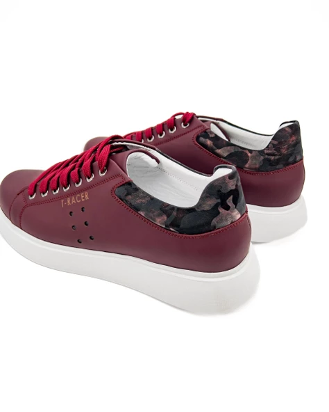 T-Racer Hakiki Deri Bordo Erkek Sneaker - 5