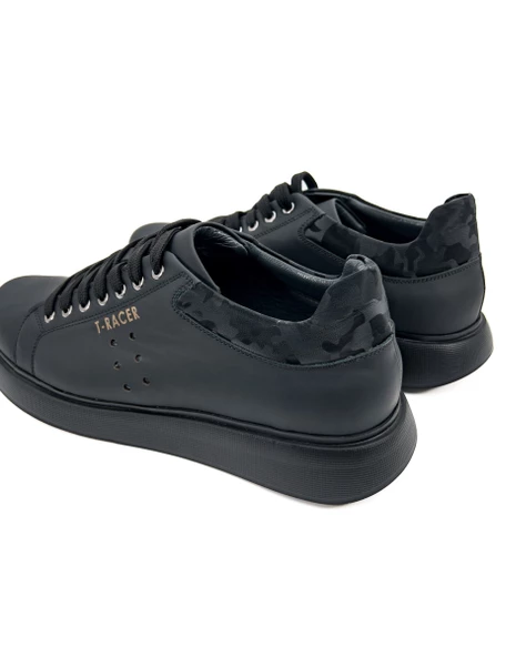 T-Racer Hakiki Deri Siyah Erkek Sneaker - 5