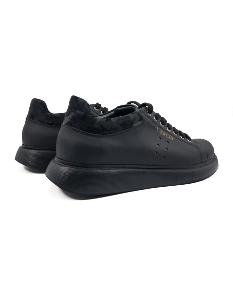 T-Racer Hakiki Deri Siyah Erkek Sneaker - 4