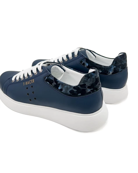 T-Racer Hakiki Deri Lacivert Erkek Sneaker - 5