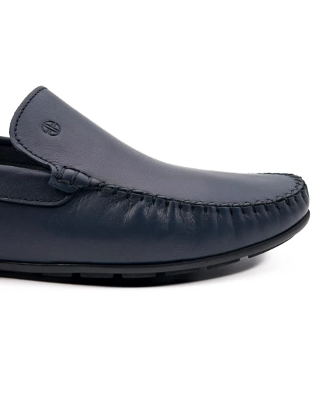 Yalı Lacivert Hakiki Deri Erkek Loafer Ayakkabı - 5