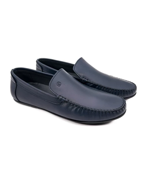 Yalı Lacivert Hakiki Deri Erkek Loafer Ayakkabı - 2