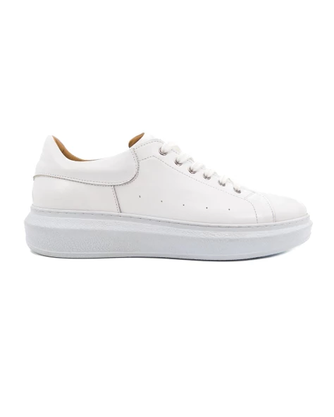 Eşsiz El Yapımı Strada Beyaz Hakiki Deri Erkek Spor (Sneaker) Ayakkabı