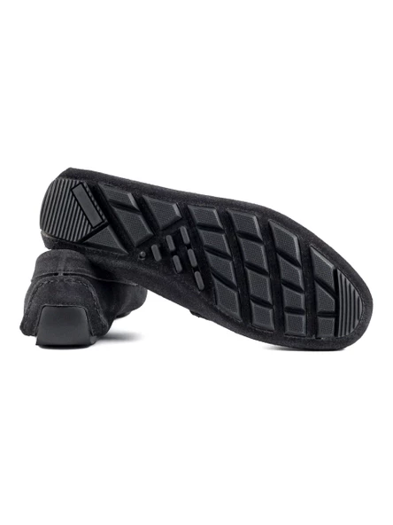 Eşsiz El Yapımı Ephesus (Özel Üretim Renk) Koyu Gri Hakiki Süet Deri Erkek Loafer Ayakkabı - 3