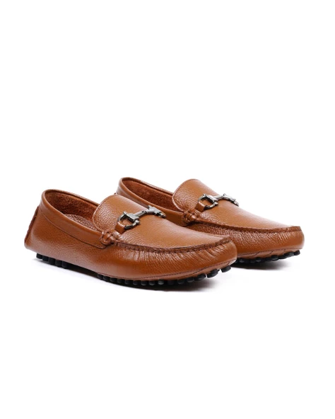 Eşsiz El Yapımı Sümela Taba Hakiki Deri Erkek Loafer Ayakkabı - 2