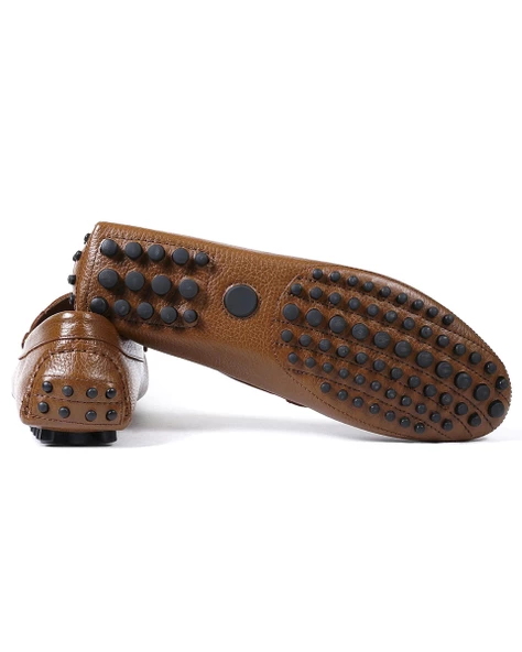 Eşsiz El Yapımı Sümela Taba Hakiki Deri Erkek Loafer Ayakkabı - 3