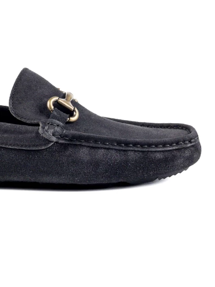 Eşsiz El Yapımı Ephesus (Özel Üretim Renk) Koyu Gri Hakiki Süet Deri Erkek Loafer Ayakkabı - 5