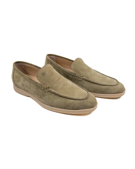 Allegro Açık Yeşil Hakiki Süet Deri Erkek Loafer Ayakkabı - Resim 2