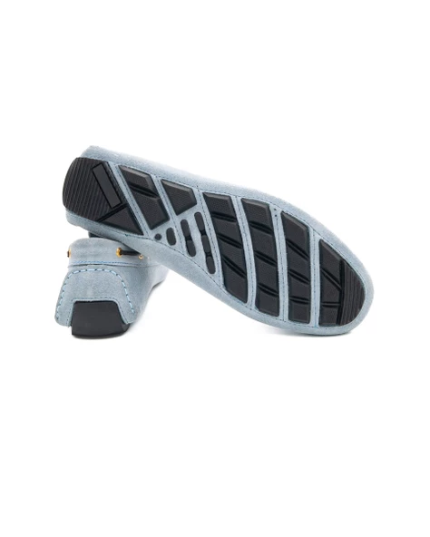 Cunda Buz Mavisi Hakiki Süet Deri Erkek Loafer Ayakkabı - Resim 3