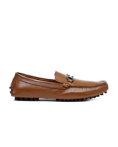 Eşsiz El Yapımı Sümela Taba Hakiki Deri Erkek Loafer Ayakkabı