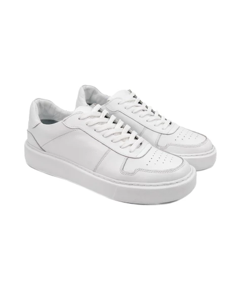 Eşsiz El Yapımı Rush Beyaz Hakiki Deri Erkek Spor Ayakkabı (Sneaker) Ayakkabı - 2
