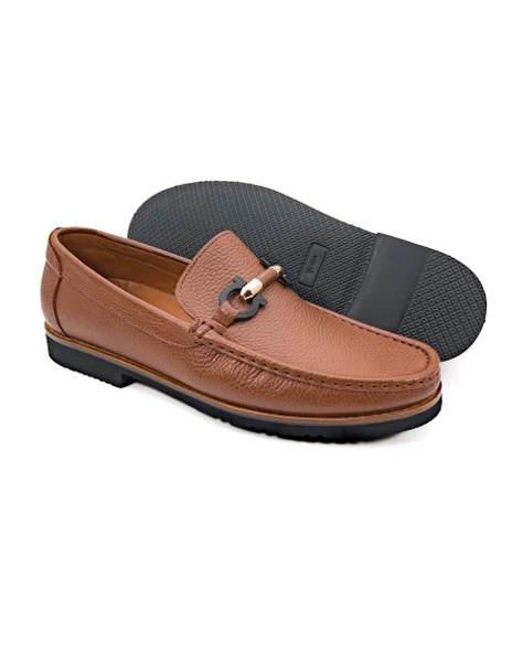 Eşsiz El Yapımı Louvre Taba Hakiki Deri Erkek Loafer Ayakkabı - Resim 3