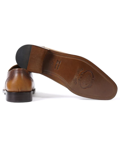 Eşsiz El Yapımı Avangard Taba Hakiki Deri Klasik Erkek Ayakkabı - 3