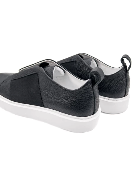 Eşsiz El Yapımı Shadow Siyah Hakiki Deri Erkek Spor (Sneaker) Ayakkabı - 5