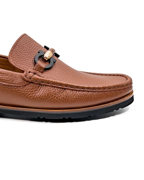 Eşsiz El Yapımı Louvre Taba Hakiki Deri Erkek Loafer Ayakkabı - Resim 5