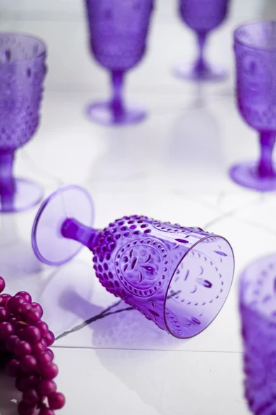 Akrilik Mor Tekli Kadeh & Su Meşrubat Kahve Yanı Bardağı 450 ml ( Cam Değildir ) - 3