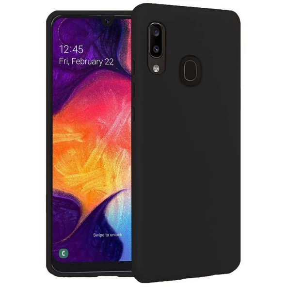 Samsung Galaxy A20 İçi Kadife Silikon Kılıf Siyah