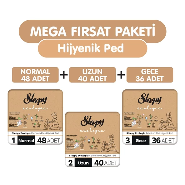 Sleepy Ecologic Premium Plus Hijyenik Ped 124 Adet Ped Mega Fırsat Paketi