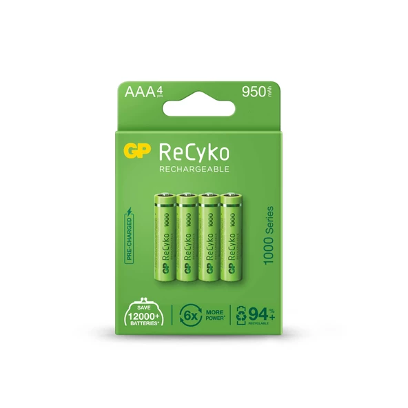 GP AAA 950 mAh Şarjlı İnce Kalem Pil 4'lü Paket GP100AAHCEMTR-4LÜ