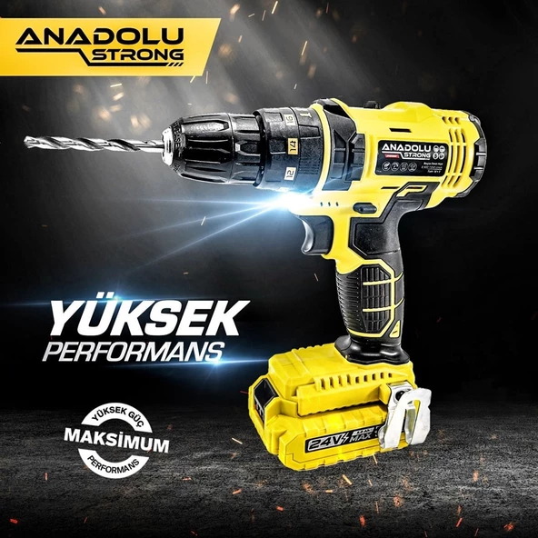 Anadolu Strong ANS1069-S 24W Çift Li-ion Bataryalı Metal Şanzıman Darbeli 27 Parçalı Süper Setli - 6